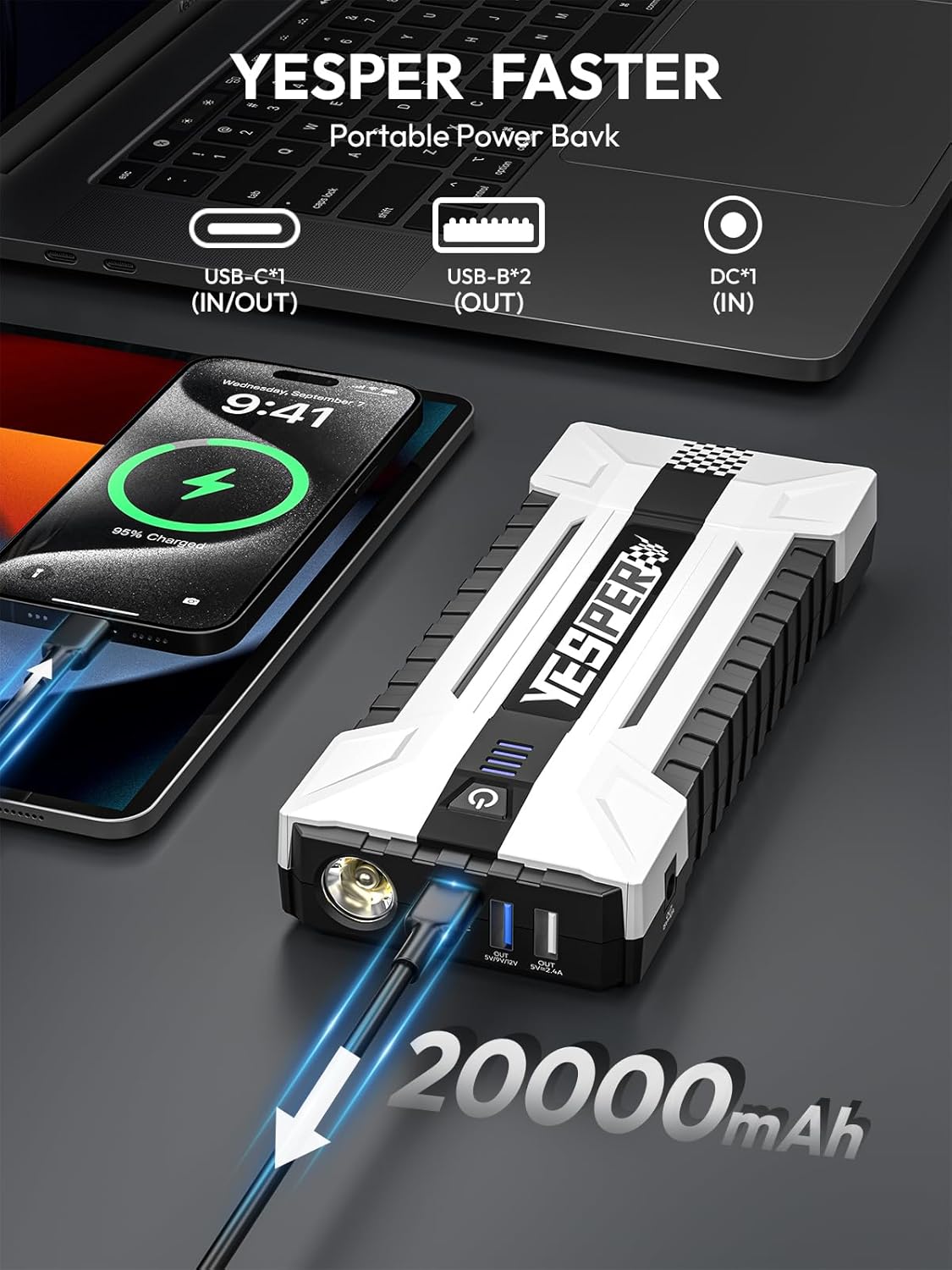 YEPSER YJS20 3000A Peak 12V Ca - Portable Charger 20000Mah reseña y precio