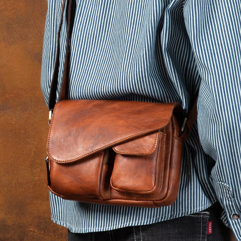 Men's Stylish Leather Shoulder - Phone Accessories In China reseña y precio